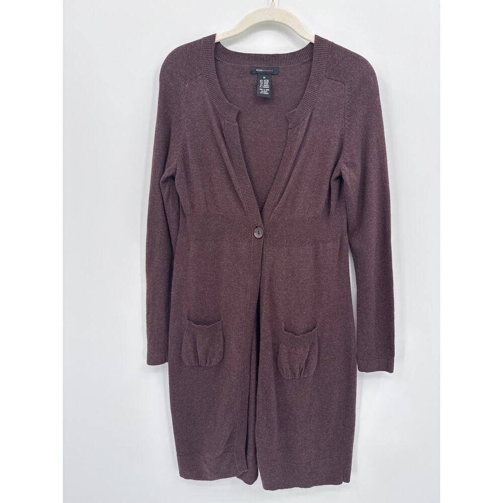 BCBGMAXAZRIA Brown Y2K Vintage Duster Cardigan Angora Cashmere Blend Medium